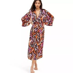 DVF for Target Long Satin Disco Zebra Pink Robe (XXS)